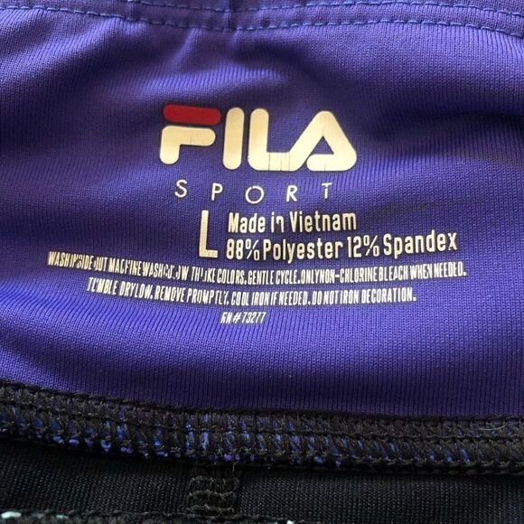Fila Black Workout Leggings With Blue Band at Waist - Picture 12 of 16